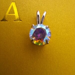 Iridescent Moissanite Silver Pendant Comes With GRA Certificate